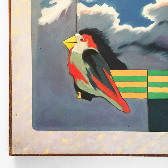 Image 1 of Peinture vintage "stratégie de l'oiseau sage" par Richard Frank, 1980