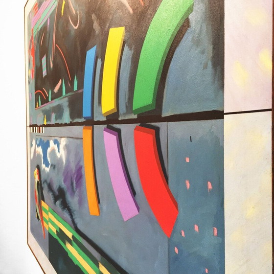 Image 1 of Peinture vintage "stratégie de l'oiseau sage" par Richard Frank, 1980