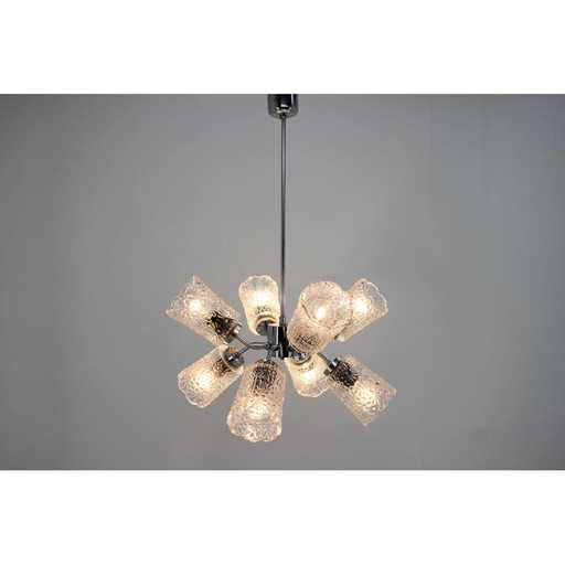 Lustre Sputnik vintage en chrome, Tchécoslovaquie 1970