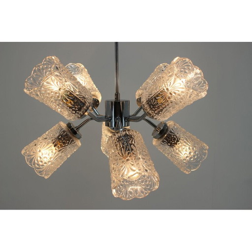 Lustre Sputnik vintage en chrome, Tchécoslovaquie 1970