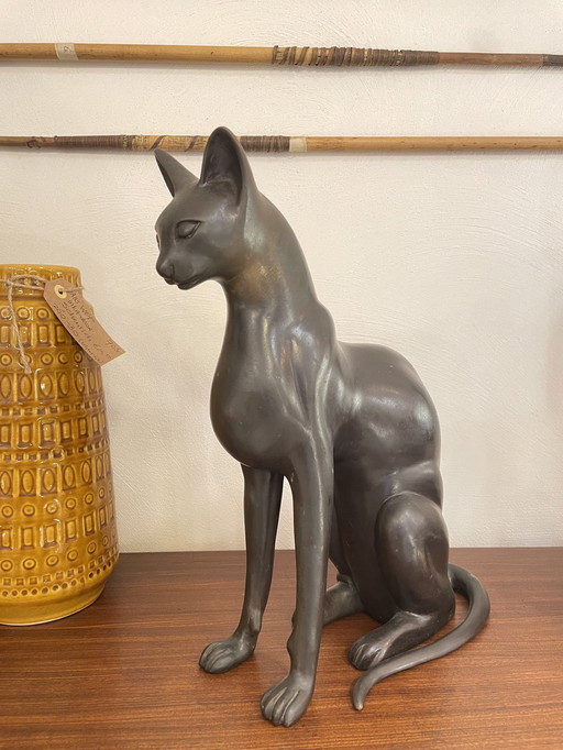 Statue de chat / chaton en bronze lourd, marquée A.Tiot