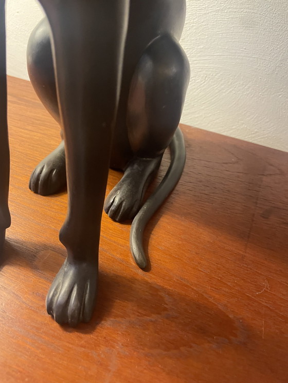 Image 1 of Statue de chat / chaton en bronze lourd, marquée A.Tiot