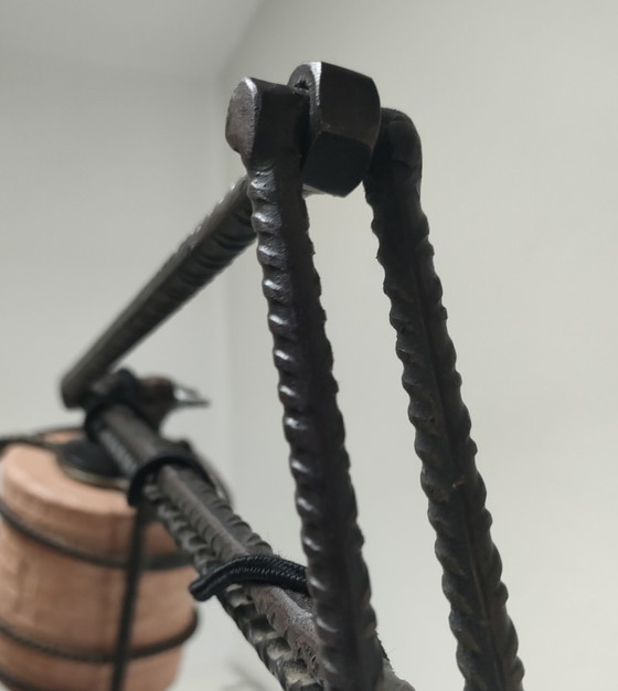 Image 1 of Lampe Articulée Fer Forgé Céramique Design Années 80