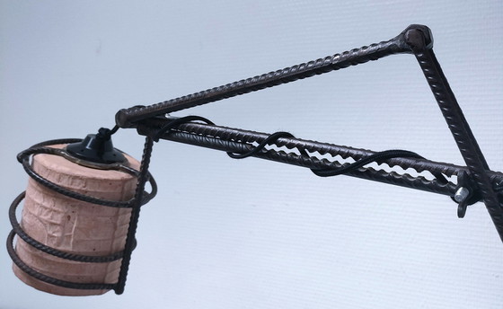 Image 1 of Lampe Articulée Fer Forgé Céramique Design Années 80