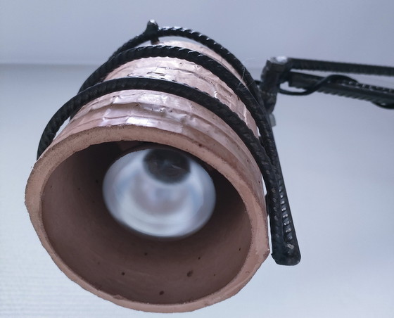 Image 1 of Lampe Articulée Fer Forgé Céramique Design Années 80