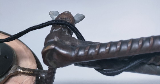 Image 1 of Lampe Articulée Fer Forgé Céramique Design Années 80