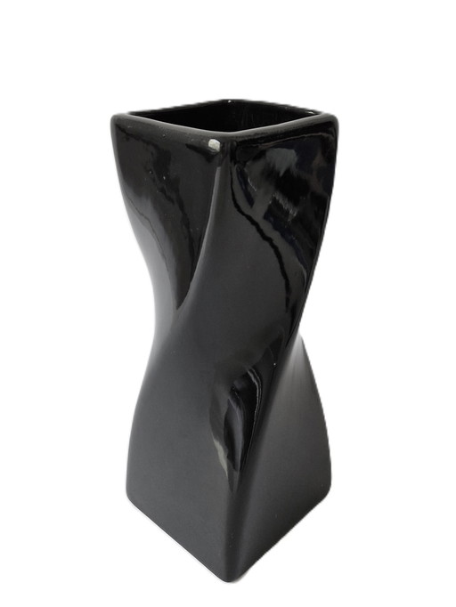 Vase torsadé noir vintage