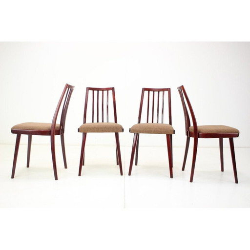 Ensemble de 4 chaises de salle à manger en bois vintage par Jitona, Tchécoslovaquie 1970