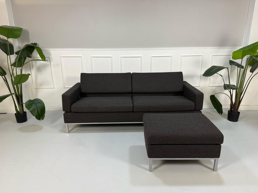 Brühl Tomo Canapé Pouf 2,5 places Designer Marron Gris Canapé