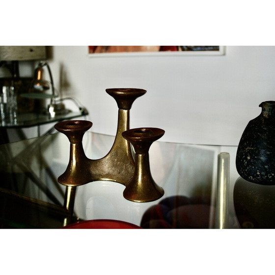 Image 1 of Chandelier vintage en bronze de Michael Harjes, Danemark 1960