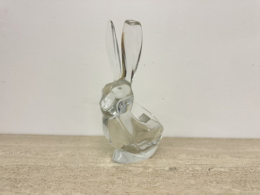 Cendrier/bol à lapin en cristal Vannes Le Chatel , 1970S , France