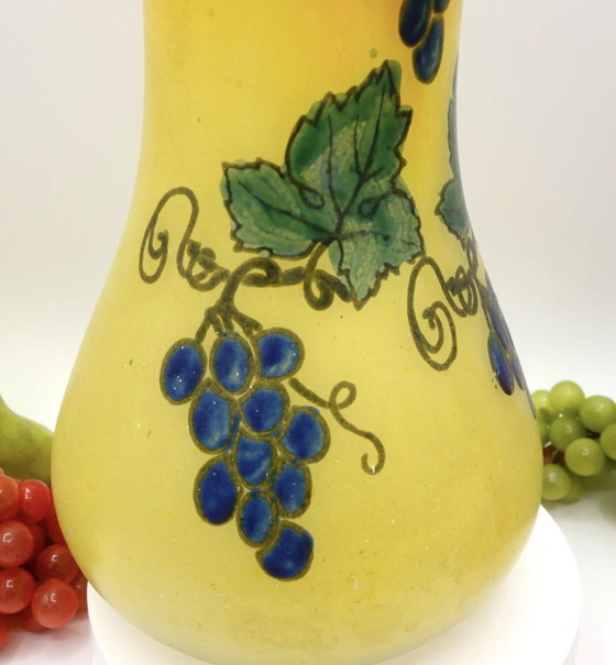 Image 1 of Vase Diabolo - Décor Émaillé De Raisins. Legras