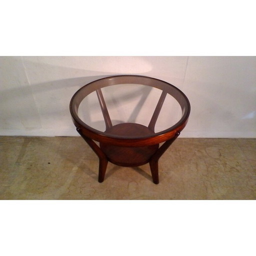 Table basse de conférence vintage en bois par Koželka et Kropáček, Tchécoslovaquie 1930.