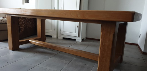 Table de salle à manger vintage en chêne blanchi