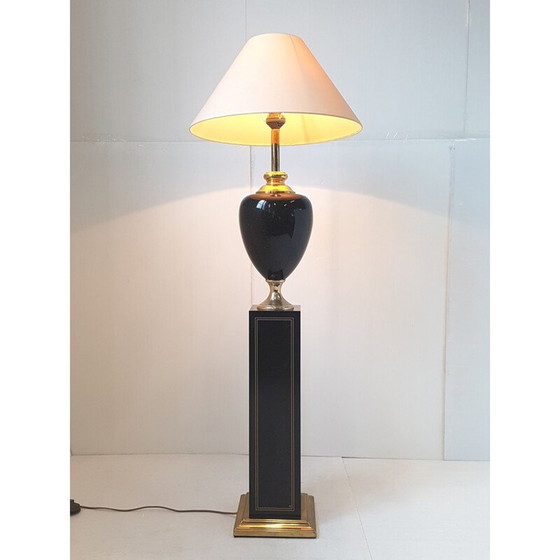 Image 1 of Lampadaire vintage de la Maison Le Dauphin en acier noir 1970
