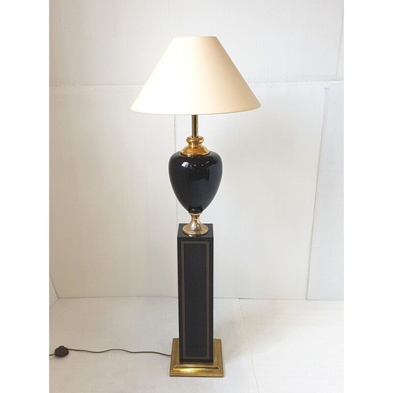 Image 1 of Lampadaire vintage de la Maison Le Dauphin en acier noir 1970