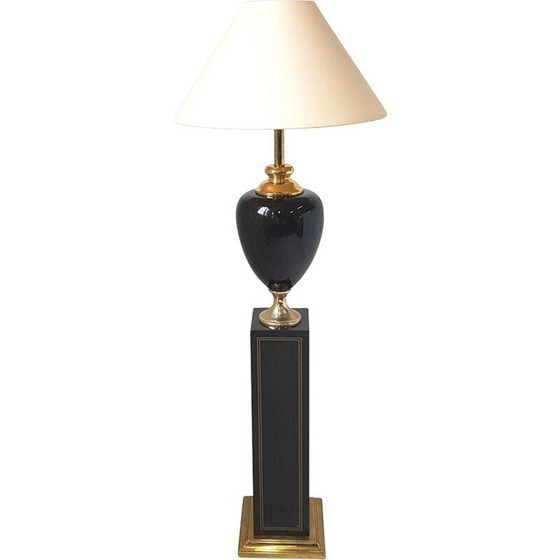 Image 1 of Lampadaire vintage de la Maison Le Dauphin en acier noir 1970