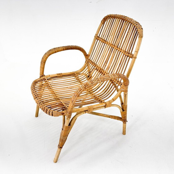 Image 1 of Fauteuil vintage en rotin, Tchécoslovaquie 1970