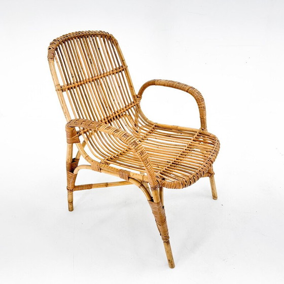 Image 1 of Fauteuil vintage en rotin, Tchécoslovaquie 1970