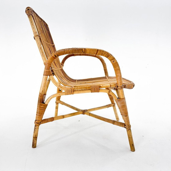 Image 1 of Fauteuil vintage en rotin, Tchécoslovaquie 1970
