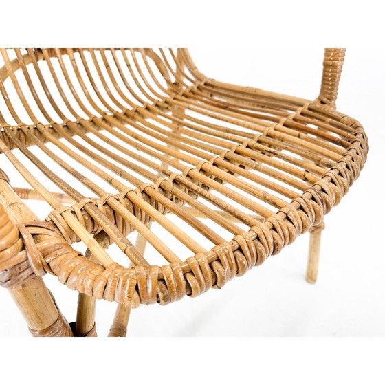Image 1 of Fauteuil vintage en rotin, Tchécoslovaquie 1970