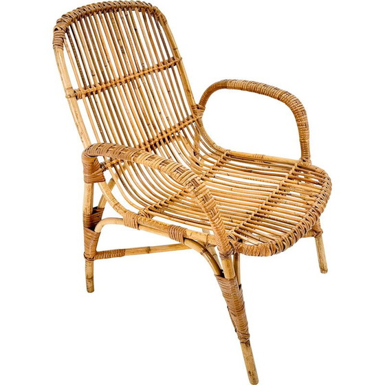 Image 1 of Fauteuil vintage en rotin, Tchécoslovaquie 1970