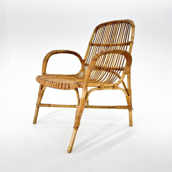 Image 1 of Fauteuil vintage en rotin, Tchécoslovaquie 1970