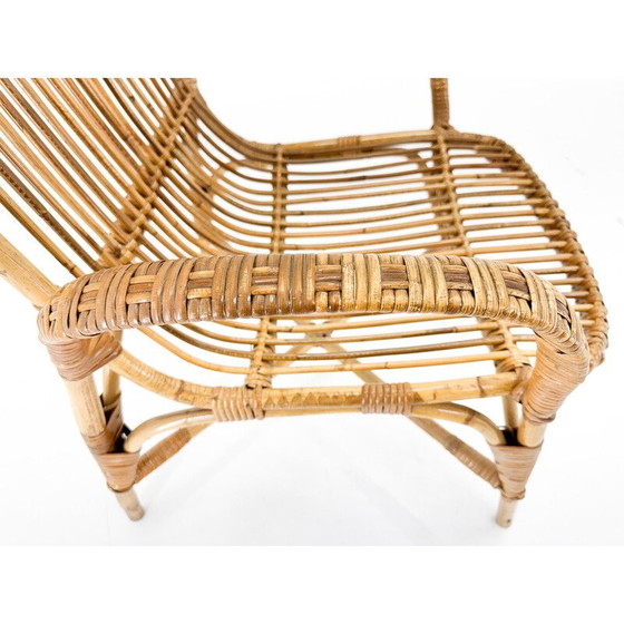 Image 1 of Fauteuil vintage en rotin, Tchécoslovaquie 1970