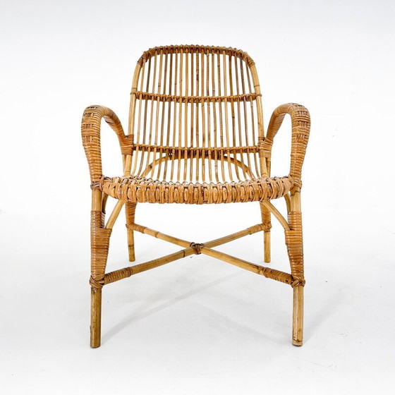 Image 1 of Fauteuil vintage en rotin, Tchécoslovaquie 1970