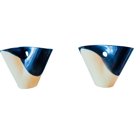 Paire de vases en grès de forme ovoïde par Fernand Elchinger, France 1955