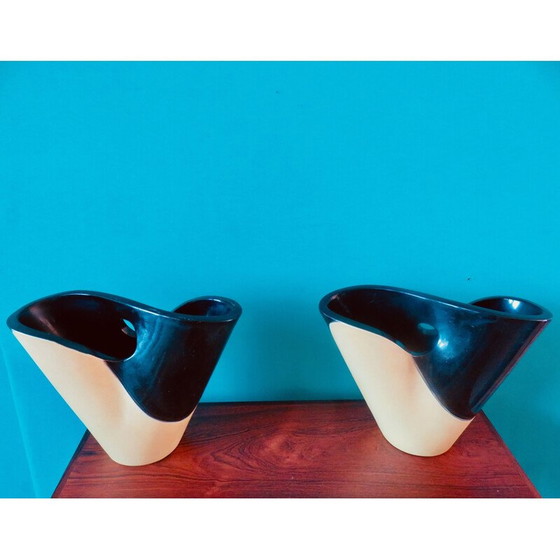 Image 1 of Paire de vases en grès de forme ovoïde par Fernand Elchinger, France 1955