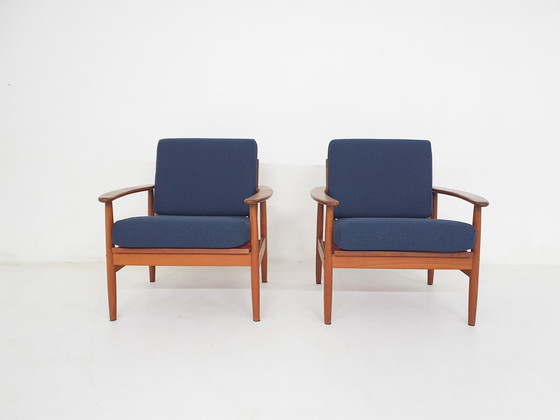 Image 1 of Ensemble de deux chaises longues modernes scandinaves, Danemark, 1960's