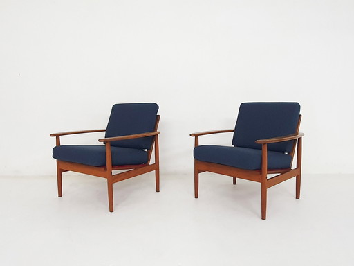 Ensemble de deux chaises longues modernes scandinaves, Danemark, 1960's