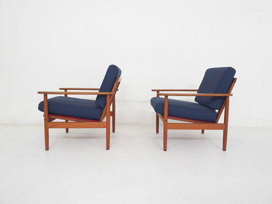 Image 1 of Ensemble de deux chaises longues modernes scandinaves, Danemark, 1960's