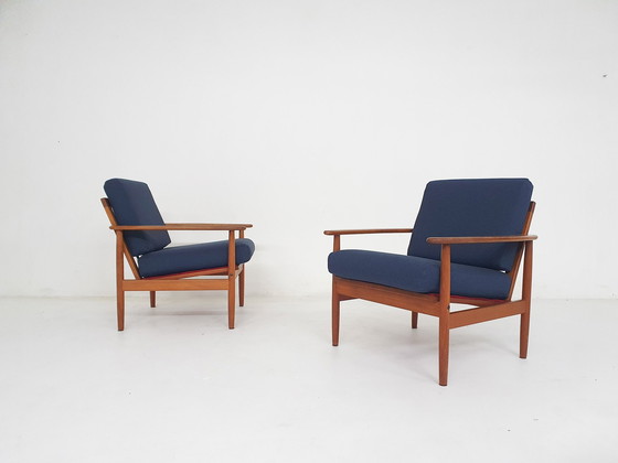 Image 1 of Ensemble de deux chaises longues modernes scandinaves, Danemark, 1960's