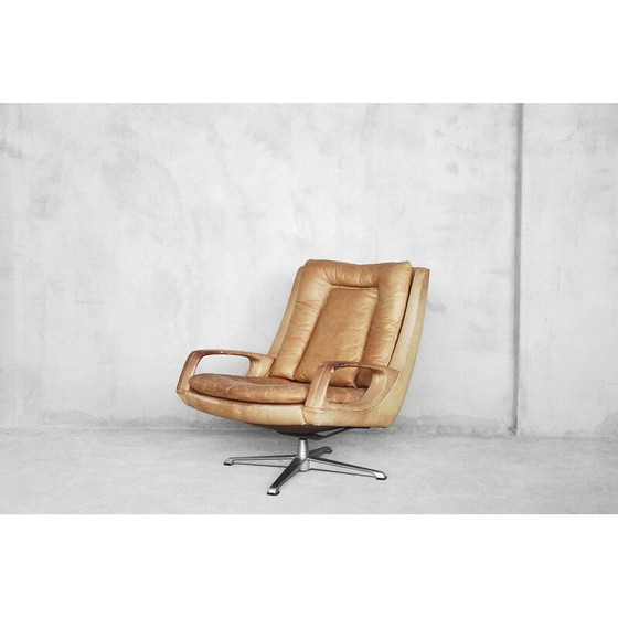 Image 1 of Paire de fauteuils en cuir pivotants vintage de Carl Straub, années 1950