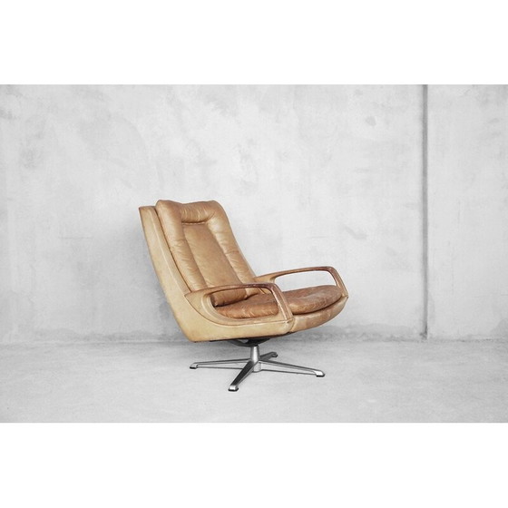 Image 1 of Paire de fauteuils en cuir pivotants vintage de Carl Straub, années 1950