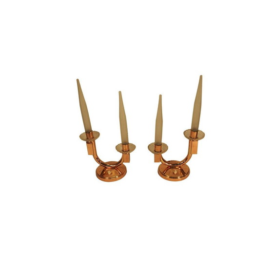 Image 1 of Paire de lampes vintage en verre dépoli et laiton de Genet et Michon, 1940