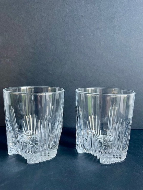 Image 1 of 4 verres à whisky / gobelets avec motif en verre