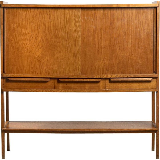 Image 1 of Buffet vintage en chêne à double porte coulissante, 1950