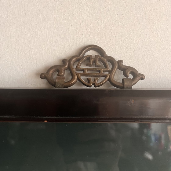 Image 1 of Peinture chinoise 'Back Glass' Eglomisé Femme Vintage avec Luth Vers 1900