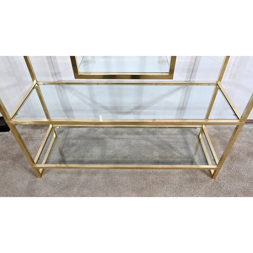 Etagère vintage à 5 niveaux en laiton doré, 1970