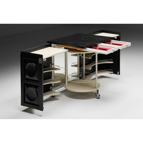 Image 1 of Chariot de bar vintage en bois par De Coene, 1970