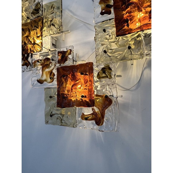 Image 1 of Ensemble de 4 lampes murales vintage en métal par Toni Zuccheri pour Venini, Italie 1970