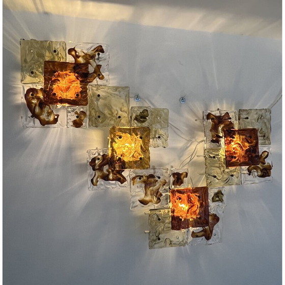 Image 1 of Ensemble de 4 lampes murales vintage en métal par Toni Zuccheri pour Venini, Italie 1970