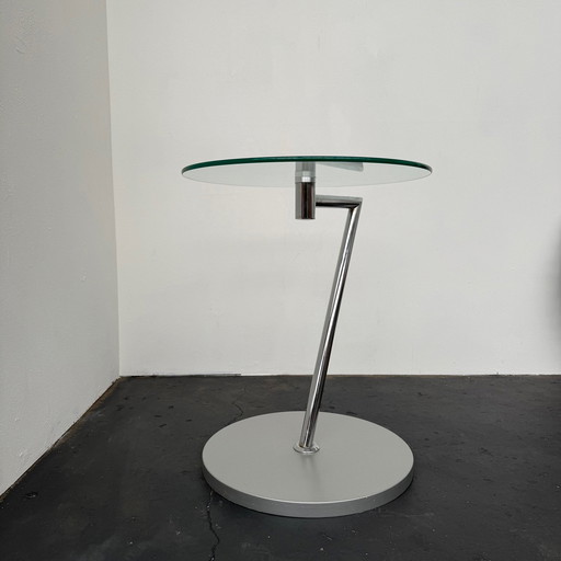 Table d'appoint ronde en verre avec pied articulé