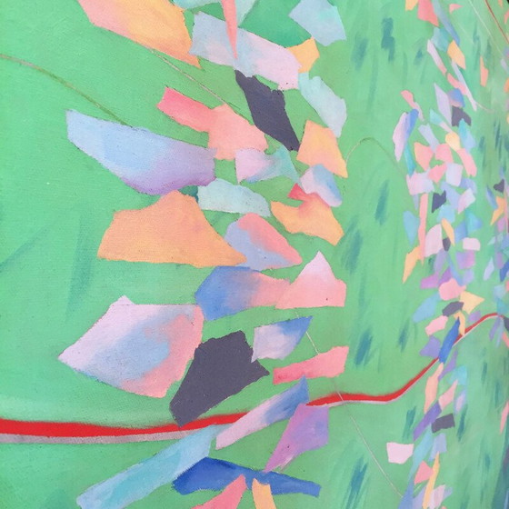 Image 1 of Peinture à l'huile vintage sur toile "kingfisher kotillion" par Richard Frank, 1980