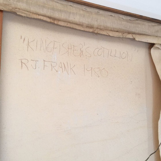 Image 1 of Peinture à l'huile vintage sur toile "kingfisher kotillion" par Richard Frank, 1980