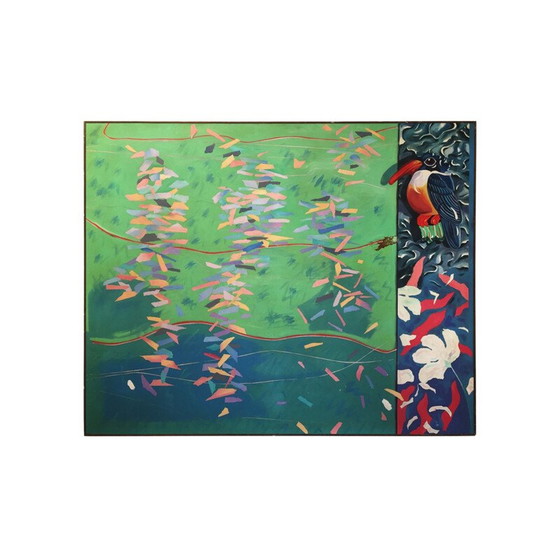 Image 1 of Peinture à l'huile vintage sur toile "kingfisher kotillion" par Richard Frank, 1980