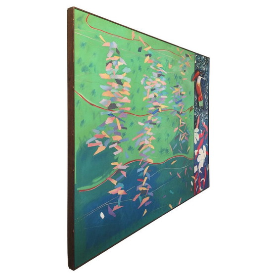 Image 1 of Peinture à l'huile vintage sur toile "kingfisher kotillion" par Richard Frank, 1980
